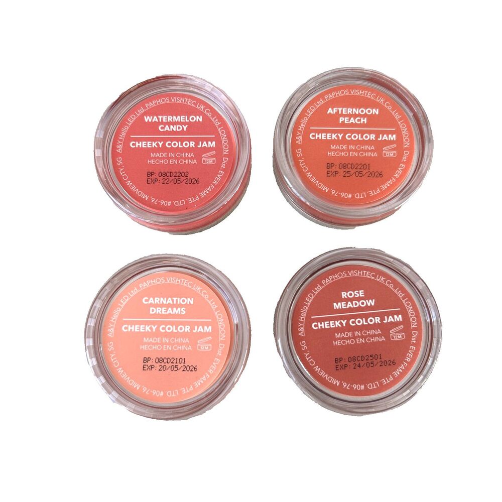 Sheglam Bundle of 4 Cheeky Colour Jam Cream Blush for Cheeks & Lips Long Lasting